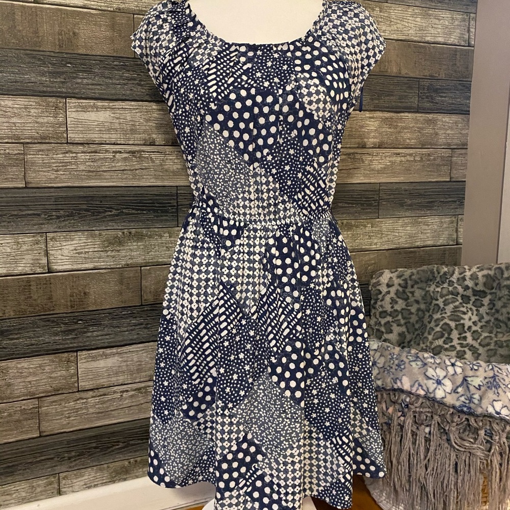 LC Lauren Conrad - Blue Pleat Neck Dress